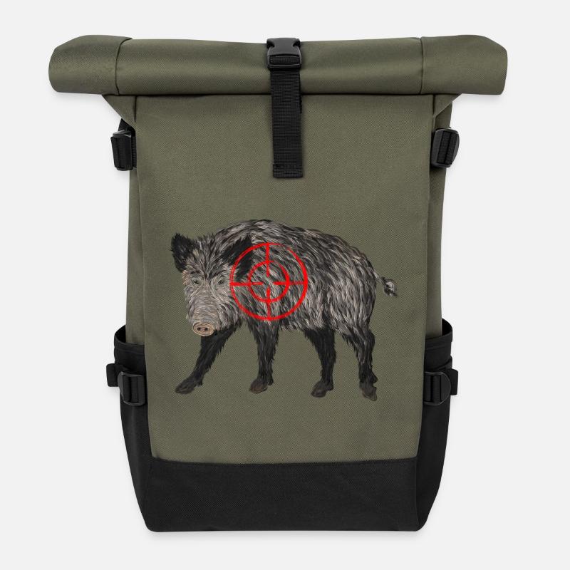sanglier - Sac à dos roll top - olive/noir