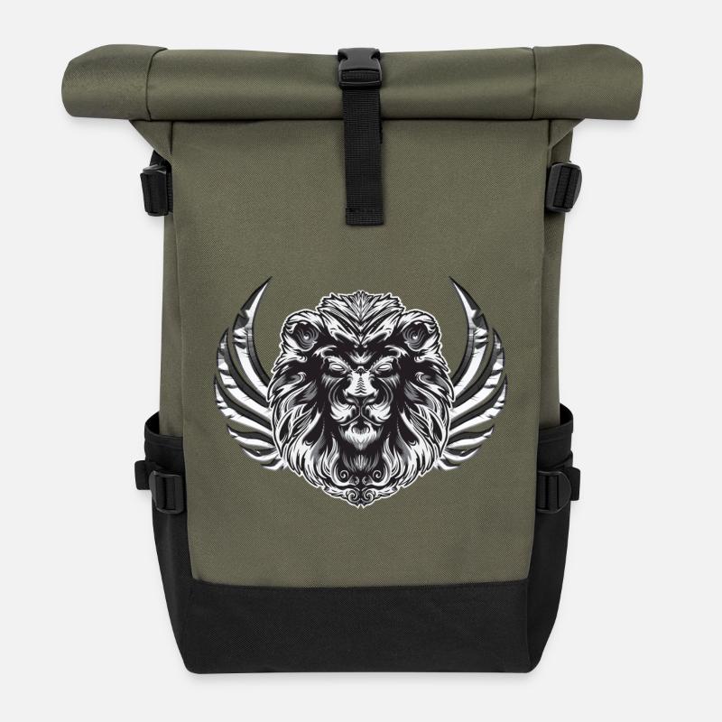 Majestic Lion - Sac à dos roll top - olive/noir