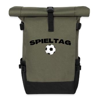 Spieltag Fußball Sport - Rolltop Rucksack - Olive/Schwarz - Vorne