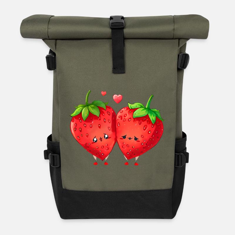 Erdbeere, ich kann keine Erdbeere haben - Rolltop Rucksack - Olive/Schwarz
