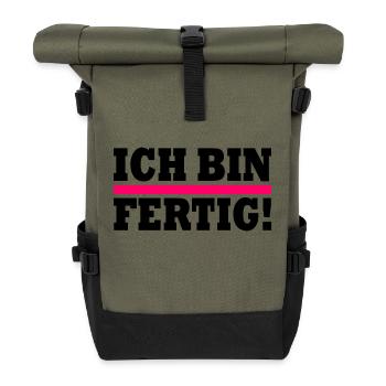 Ich bin fertig - Rolltop Rucksack - Olive/Schwarz - Vorne