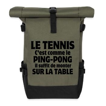 tennis, tennis comedy, table tennis - Roll Top Backpack - olive/black - Front