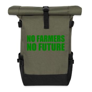 No farmers no future - Rolltop Rucksack - Olive/Schwarz - Vorne