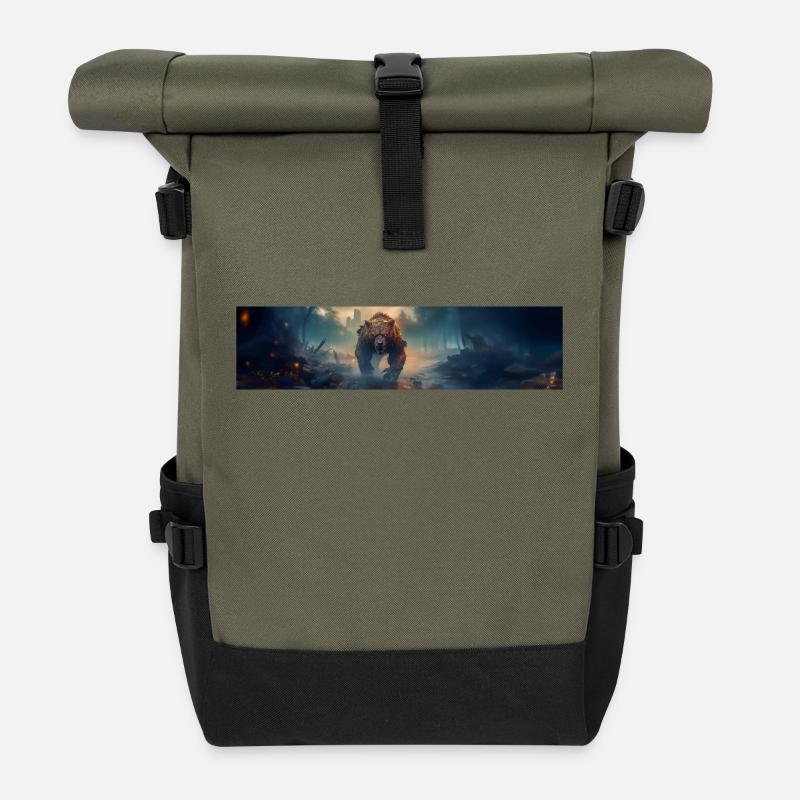Apokalypse Welt nach der Menschheit Riesenbär - Rolltop Rucksack - Olive/Schwarz