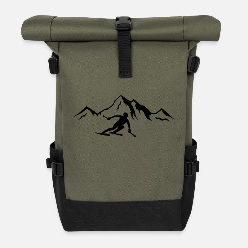 ski berge 01 - Rolltop Rucksack - Olive/Schwarz