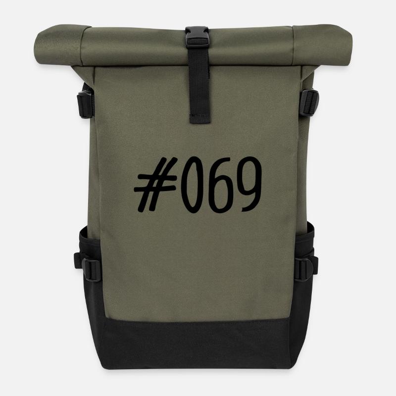 #069 - 069 Vorwahl Frankfurt Telefon Hashtag - Rolltop Rucksack - Olive/Schwarz