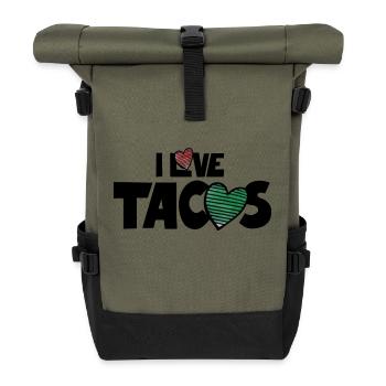 Ich liebe Tacos - Rolltop Rucksack - Olive/Schwarz - Vorne