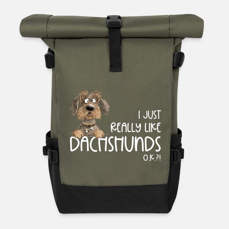 Lustiger Rauhaardackel Hund Dackel Spruch Hunde - Rolltop Rucksack - Olive/Schwarz