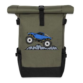 Monstertruck in Blau - Rolltop Rucksack - Olive/Schwarz - Vorne