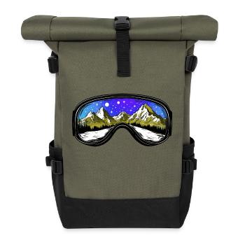 Ski Goggles Mountains Icon - Roll Top Backpack - olive/black - Front