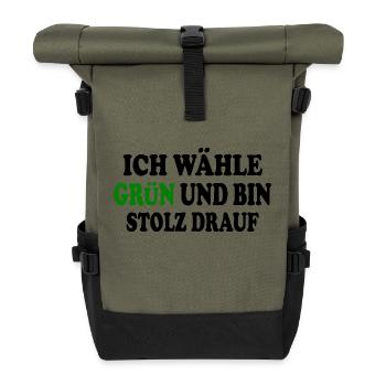 I vote green and I'm proud of it - Roll Top Backpack - olive/black - Front