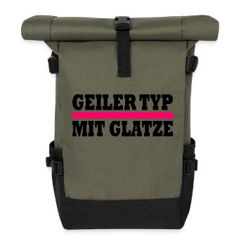 geiler typ mit glatze - Rolltop Rucksack - Olive/Schwarz - Vorne