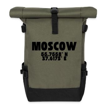 Moscou - Design avec coordonnées - Sac à dos roll top - olive/noir - Devant