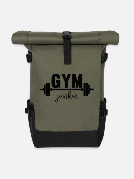 Gym junkie - Rolltop Rucksack - Olive/Schwarz