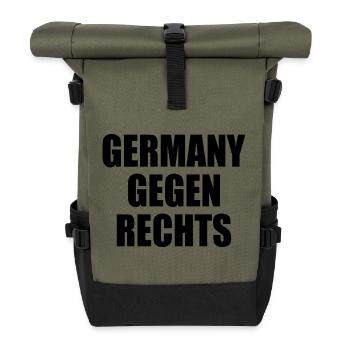 Germany gegen rechts - Rolltop Rucksack - Olive/Schwarz - Vorne