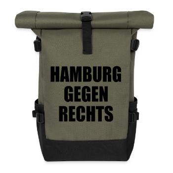 hamburg gegen rechts - Rolltop Rucksack - Olive/Schwarz - Vorne