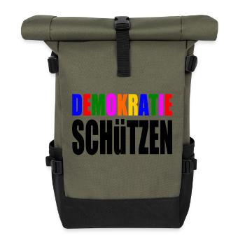 demokratie schützen - Rolltop Rucksack - Olive/Schwarz - Vorne