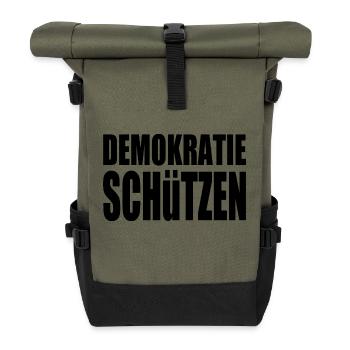 demokratie schützen - Rolltop Rucksack - Olive/Schwarz - Vorne