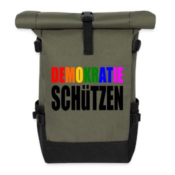 demokratie schützen - Rolltop Rucksack - Olive/Schwarz - Vorne