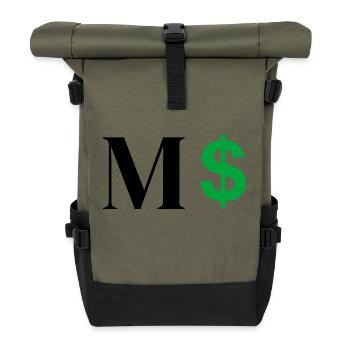 Letter M Dollar - Roll Top Backpack - olive/black - Front