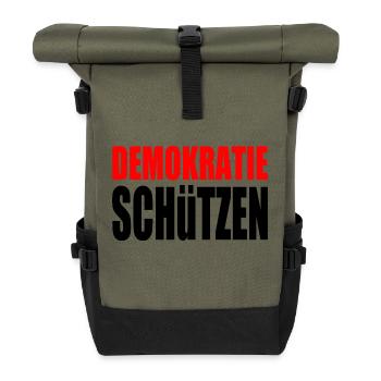 demokratie schützen - Rolltop Rucksack - Olive/Schwarz - Vorne