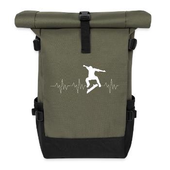 Skateboard Heartbeat - Roll Top Backpack - olive/black - Front