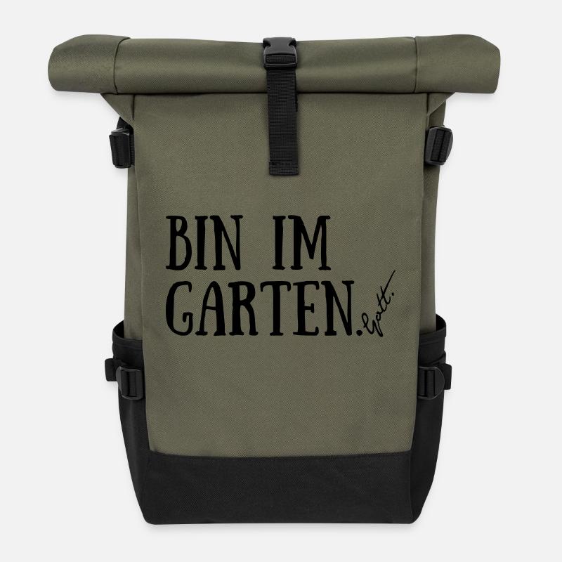Bin im Garten. Gott. - Rolltop Rucksack - Olive/Schwarz