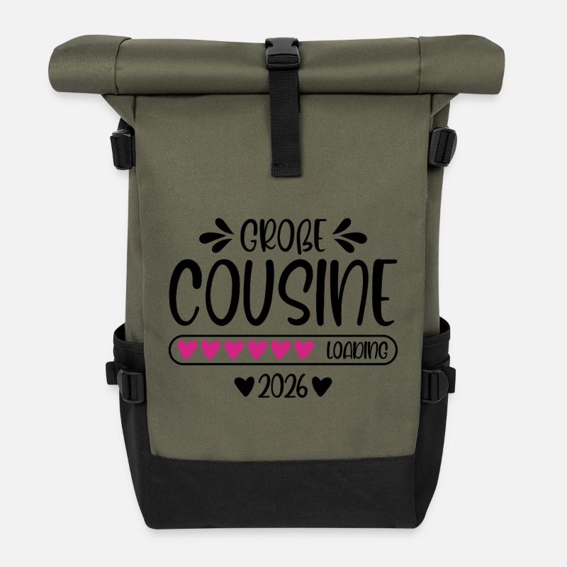 Große Cousine 2026 - Rolltop Rucksack - Olive/Schwarz