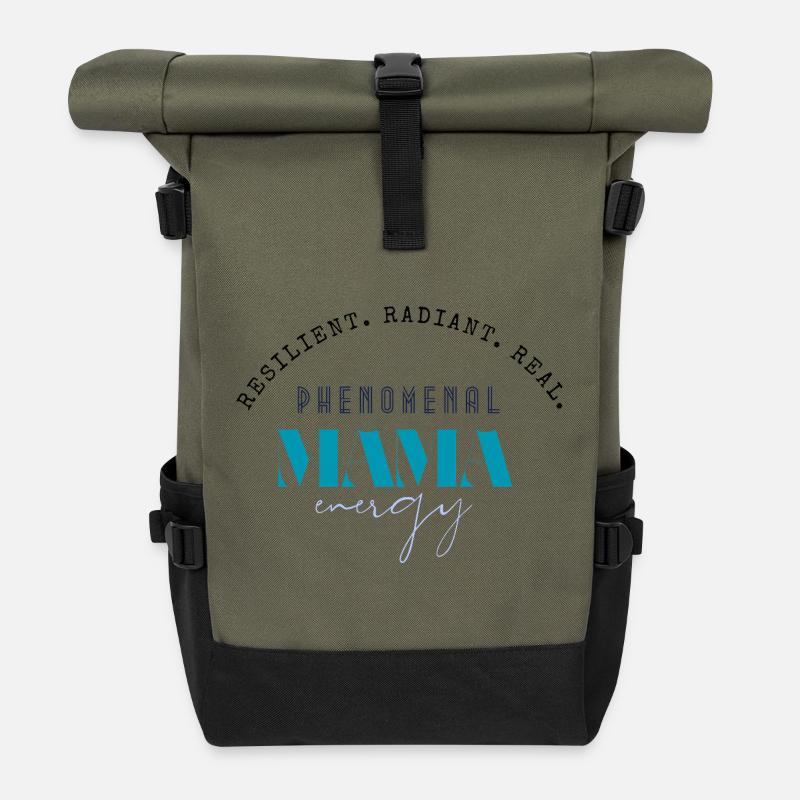 Phänomenale Mama-Energie - Rolltop Rucksack - Olive/Schwarz