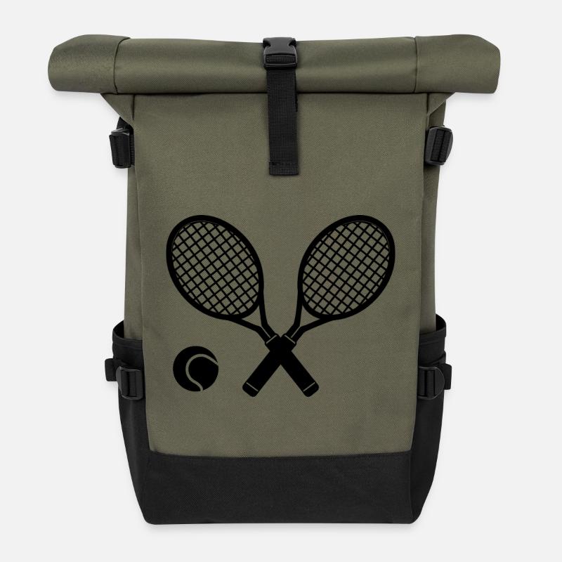 Tennisschläger - Rolltop Rucksack - Olive/Schwarz