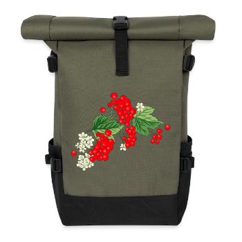 Ukrainian Kalyna - Red Berries & Traditional - Roll Top Backpack - olive/black - Front