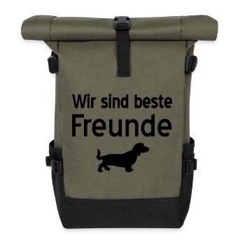 Dackel - Rolltop Rucksack - Olive/Schwarz - Vorne