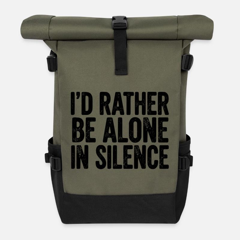 Je préfère être seul dans le silence - Sac à dos roll top - olive/noir
