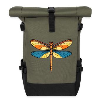 Sonnenflügel Drachenfliege - Rolltop Rucksack - Olive/Schwarz - Vorne