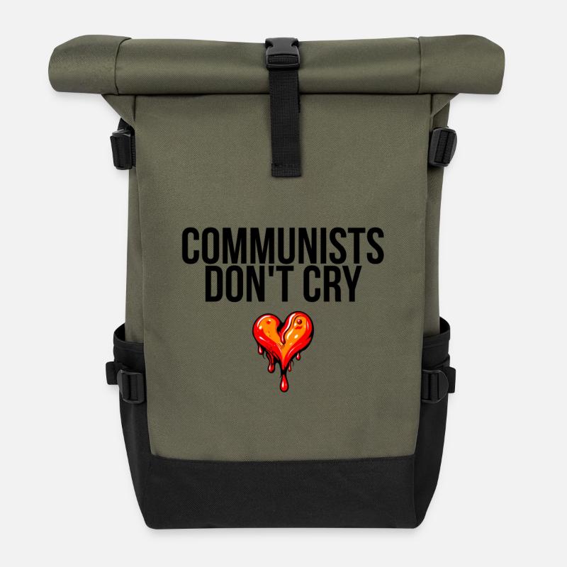 communists don't cry - Rolltop Rucksack - Olive/Schwarz