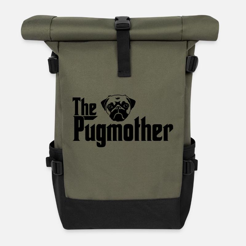 Pugmother Pug \Design for Dog Lovers - Roll Top Backpack - olive/black