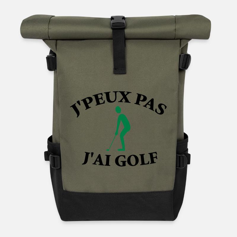 Ich kann nicht, ich habe Golf. - Rolltop Rucksack - Olive/Schwarz