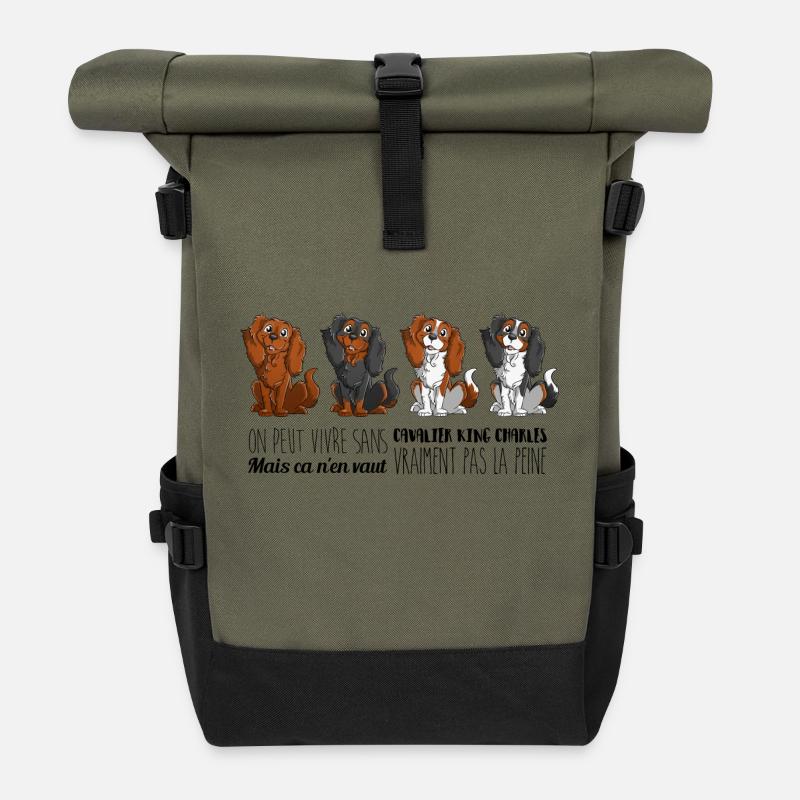 Cavalier King Charles - Ligne 2 - Sac à dos roll top - olive/noir