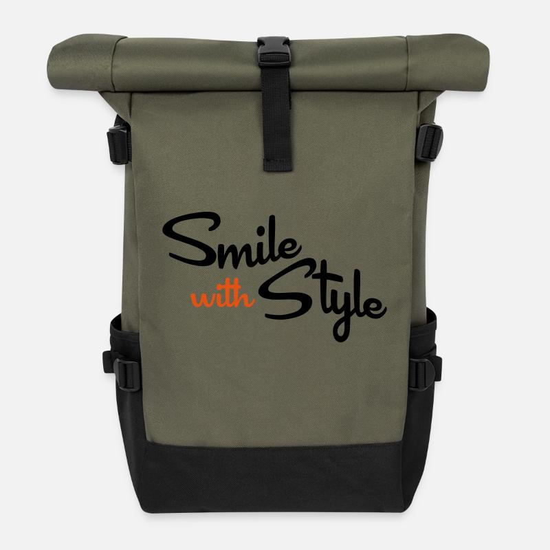 lustige Sprüche - Rolltop Rucksack - Olive/Schwarz