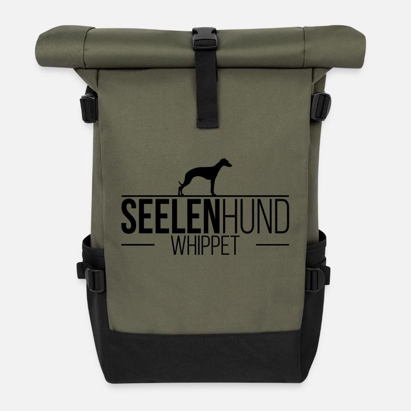 WHIPPET Seelenhund - Rolltop Rucksack - Olive/Schwarz