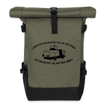 Windenfahrer Tag Segelflieger Geschenk - Rolltop Rucksack - Olive/Schwarz - Vorne