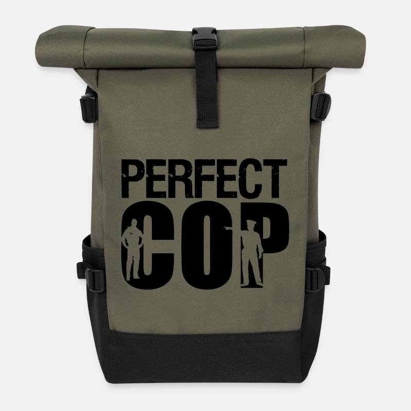 Perfect Cop Polizei Polizist Beruf Spruch Geschenk - Rolltop Rucksack - Olive/Schwarz