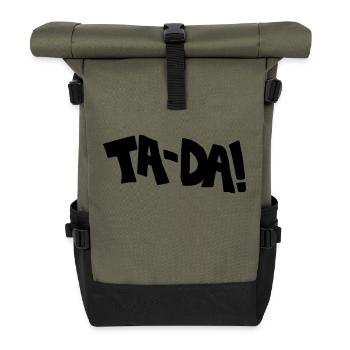 Cartoon, Kaboom, Tada, electric, Hello, Techno, Fu - Roll Top Backpack - olive/black - Front