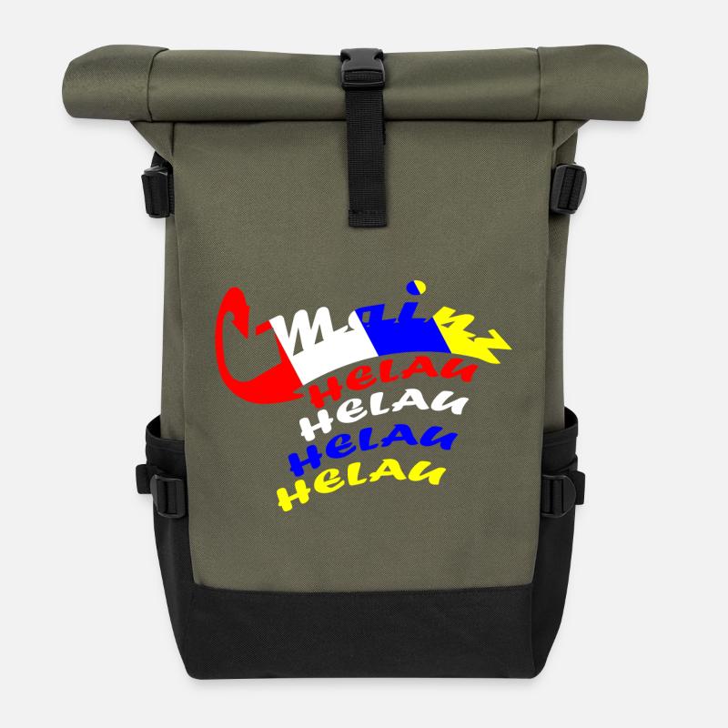 Helau Karnevalsdesign - Rolltop Rucksack - Olive/Schwarz
