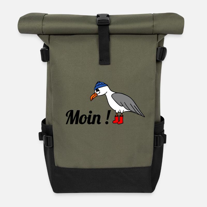 Moin, Möwe - Rolltop Rucksack - Olive/Schwarz