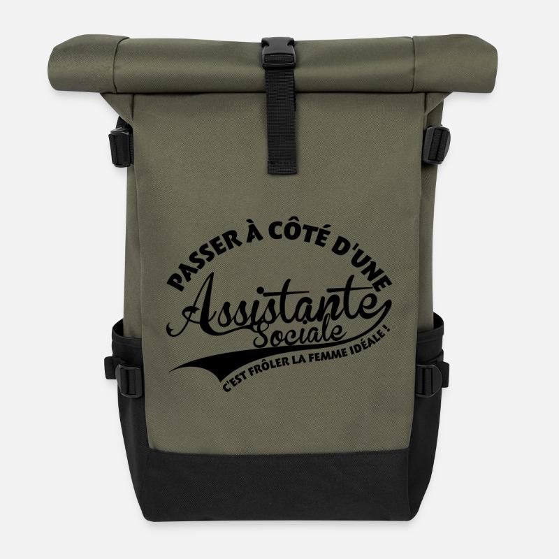 Assistante Sociale Femme Idéale - Sac à dos roll top - olive/noir