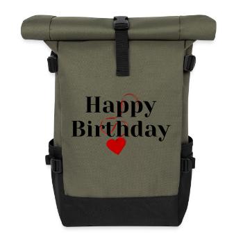 Happy Birthday - Rolltop Rucksack - Olive/Schwarz - Vorne