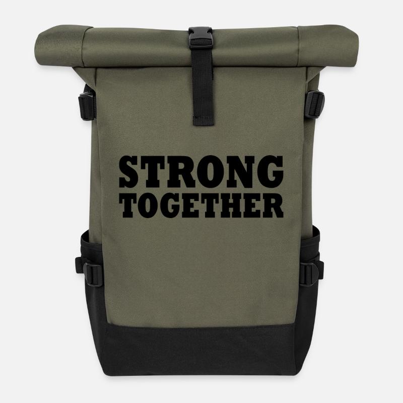 Strong together - Rolltop Rucksack - Olive/Schwarz