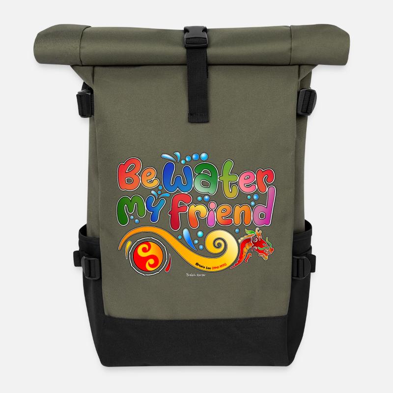 Tribute to Bruce Lee - Roll Top Backpack - olive/black