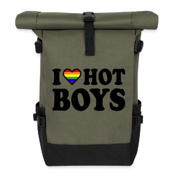 I love hot boys - Roll Top Backpack - olive/black - Front